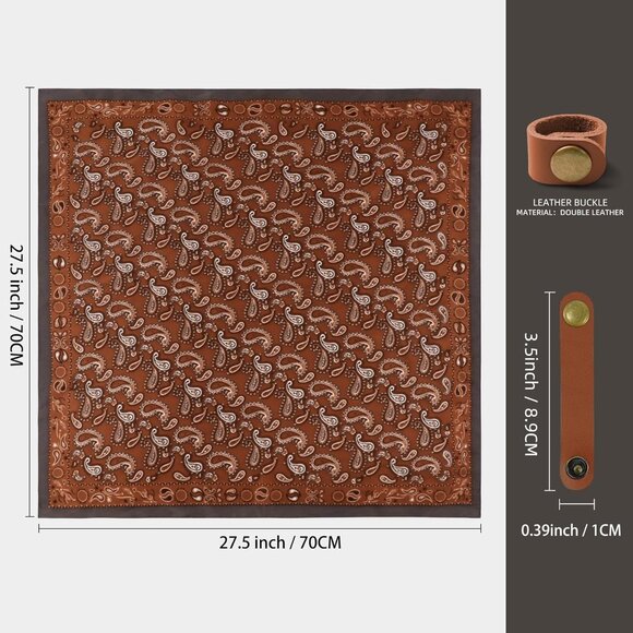 ⚡Men D-Black Necktie 27.5 Inches Cowboy Scarves Pocket Square Silk Bandanas - Picture 3 of 8